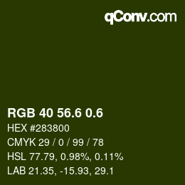 カラーコード: RGB 40 56.6 0.6 | qconv.com