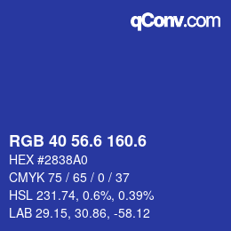 カラーコード: RGB 40 56.6 160.6 | qconv.com