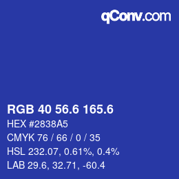 カラーコード: RGB 40 56.6 165.6 | qconv.com