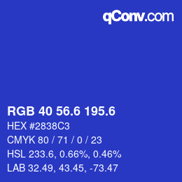 カラーコード: RGB 40 56.6 195.6 | qconv.com