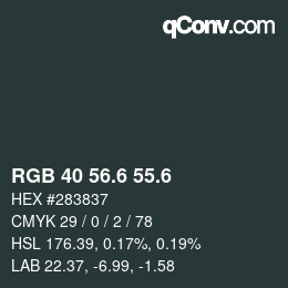 カラーコード: RGB 40 56.6 55.6 | qconv.com
