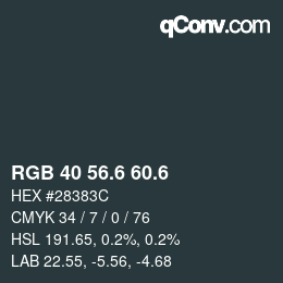 カラーコード: RGB 40 56.6 60.6 | qconv.com