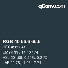 カラーコード: RGB 40 56.6 65.6 | qconv.com