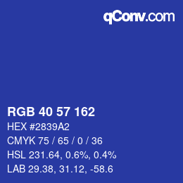 Color code: RGB 40 57 162 | qconv.com