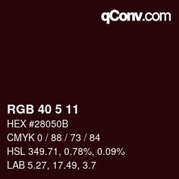 Color code: RGB 40 5 11 | qconv.com