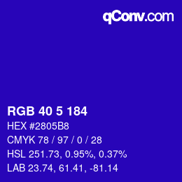 Color code: RGB 40 5 184 | qconv.com