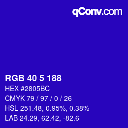 Color code: RGB 40 5 188 | qconv.com