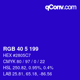 Color code: RGB 40 5 199 | qconv.com