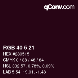 Color code: RGB 40 5 21 | qconv.com