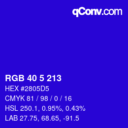 Color code: RGB 40 5 213 | qconv.com