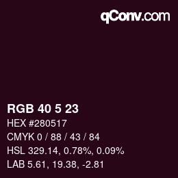 Color code: RGB 40 5 23 | qconv.com