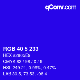 Color code: RGB 40 5 233 | qconv.com