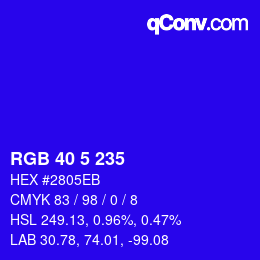 Color code: RGB 40 5 235 | qconv.com