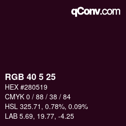 カラーコード: RGB 40 5 25 | qconv.com
