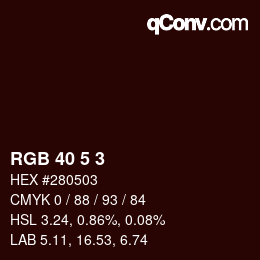 Color code: RGB 40 5 3 | qconv.com