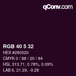 Color code: RGB 40 5 32 | qconv.com