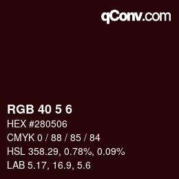 Color code: RGB 40 5 6 | qconv.com