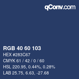 カラーコード: RGB 40 60 103 | qconv.com
