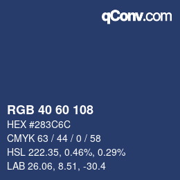 カラーコード: RGB 40 60 108 | qconv.com