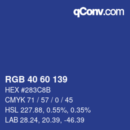 カラーコード: RGB 40 60 139 | qconv.com