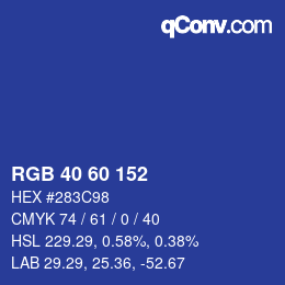 カラーコード: RGB 40 60 152 | qconv.com