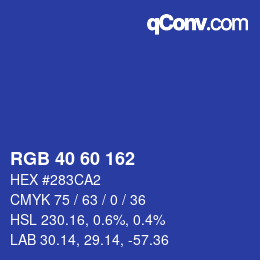 カラーコード: RGB 40 60 162 | qconv.com
