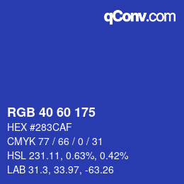 颜色代码: RGB 40 60 175 | qconv.com
