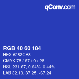 Color code: RGB 40 60 184 | qconv.com