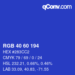 カラーコード: RGB 40 60 194 | qconv.com