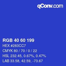 カラーコード: RGB 40 60 199 | qconv.com