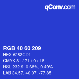 カラーコード: RGB 40 60 209 | qconv.com