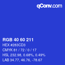 颜色代码: RGB 40 60 211 | qconv.com