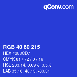Color code: RGB 40 60 215 | qconv.com