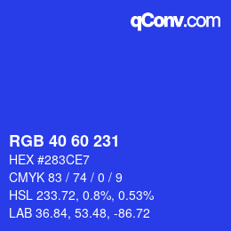 颜色代码: RGB 40 60 231 | qconv.com