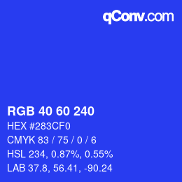 カラーコード: RGB 40 60 240 | qconv.com