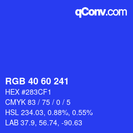 カラーコード: RGB 40 60 241 | qconv.com