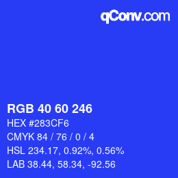 カラーコード: RGB 40 60 246 | qconv.com