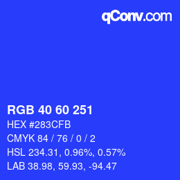 カラーコード: RGB 40 60 251 | qconv.com