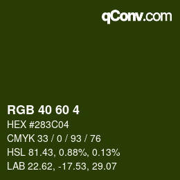 Color code: RGB 40 60 4 | qconv.com