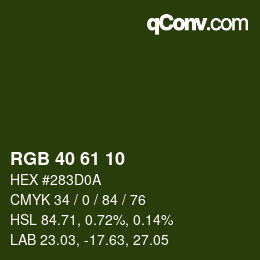 カラーコード: RGB 40 61 10 | qconv.com