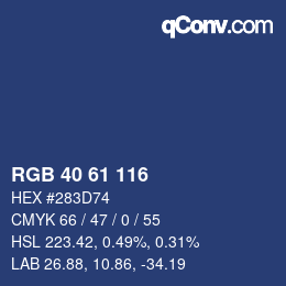 Color code: RGB 40 61 116 | qconv.com