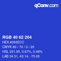 カラーコード: RGB 40 62 204 | qconv.com