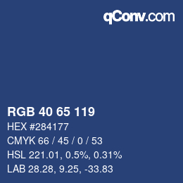 颜色代码: RGB 40 65 119 | qconv.com