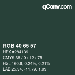 カラーコード: RGB 40 65 57 | qconv.com