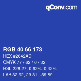 Color code: RGB 40 66 173 | qconv.com