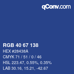 颜色代码: RGB 40 67 138 | qconv.com