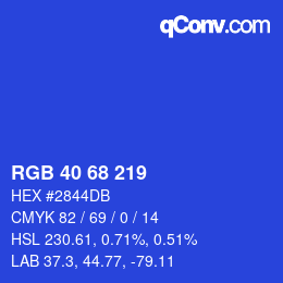 Color code: RGB 40 68 219 | qconv.com