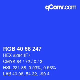 カラーコード: RGB 40 68 247 | qconv.com