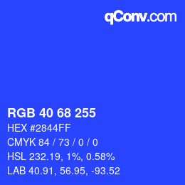 Color code: RGB 40 68 255 | qconv.com