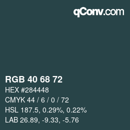 カラーコード: RGB 40 68 72 | qconv.com